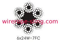 ウォーリントン型スチールリフトケーブル6 X 24w + 7fc、ラウンドストランド線ロープケーブル