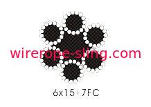 高柔軟性の亜鉛メッキ鋼線ロープラウンド6 X 15 + 7fcを束ねる