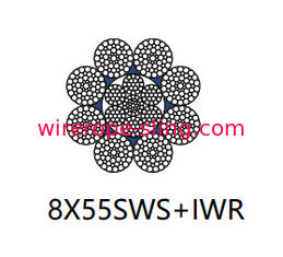 Derrickingの鋼鉄ロープ ケーブル電流を通された表面が付いている8 x 55 Swsの耐久財