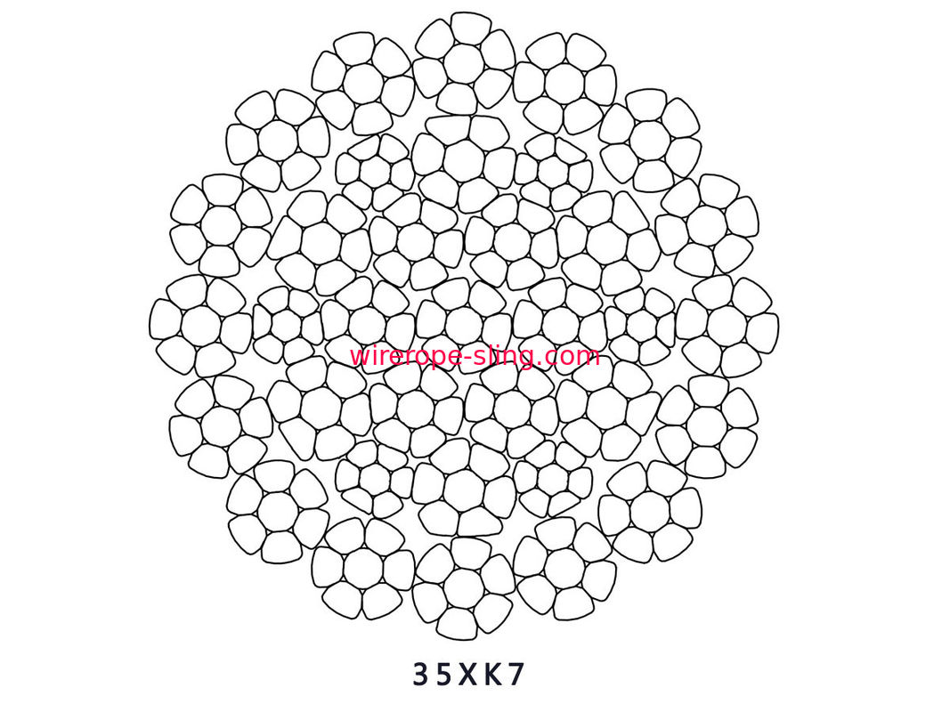35 X K7の鋼線ロープの非回転長距離伝達は仕事を安定させます