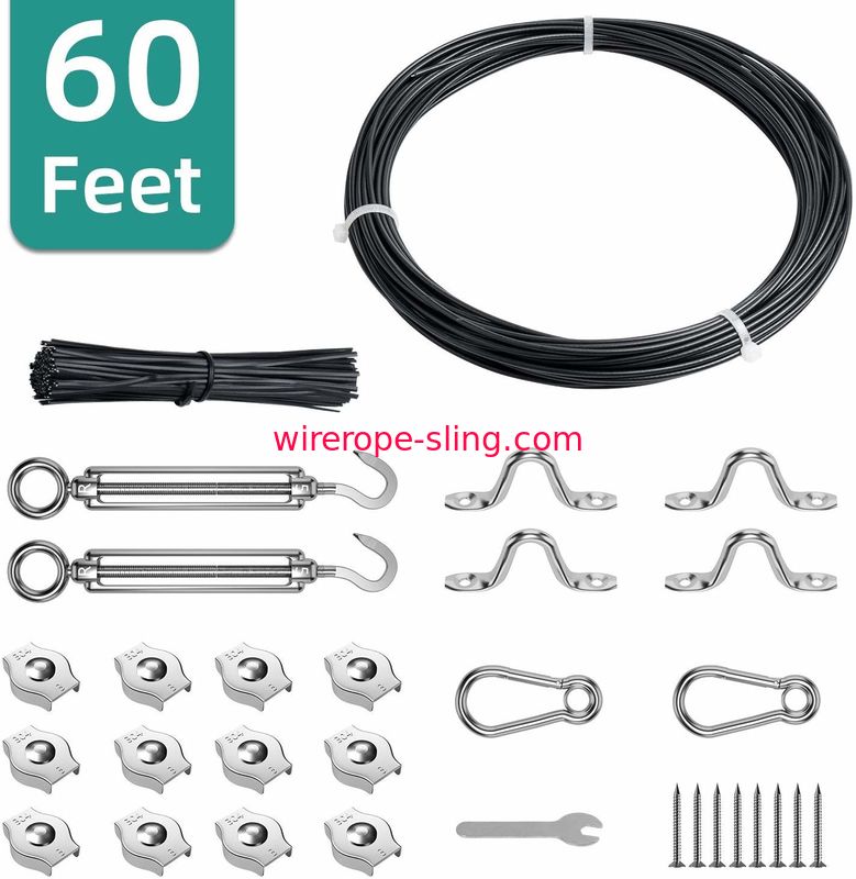 黒いビニールの裏庭のテラスおよびプールのための上塗を施してあるステンレス製ワイヤー ロープ アセンブリ