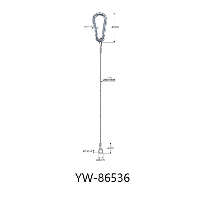 Steel Wire Rope Cable Lanyard With Stamped Eye And Snap Hooks YW86536 0