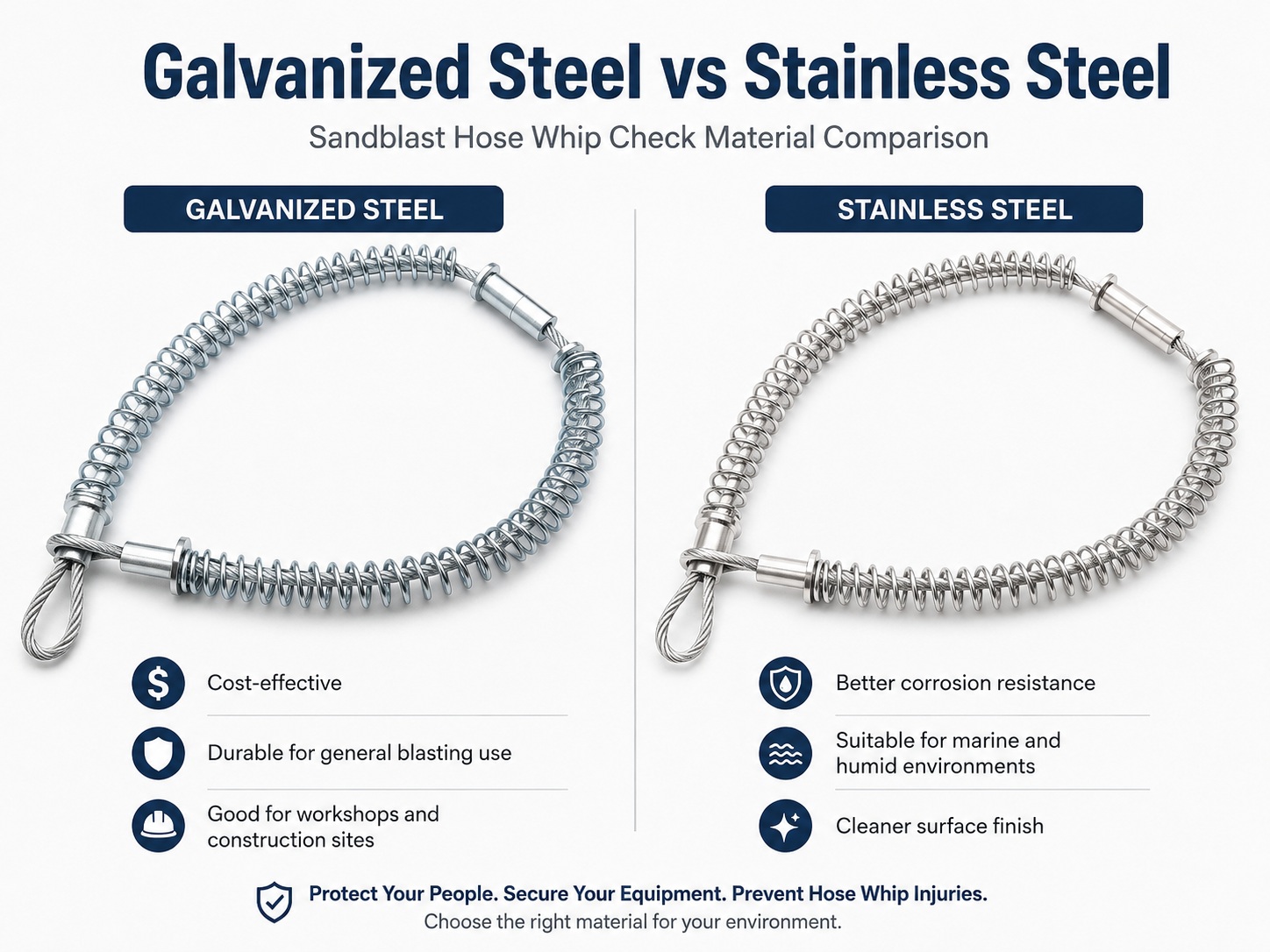 Galvanized steel and stainless steel sアブレイシブホースの引き付け検査 material comparison Galvanized steel and stainless steel sアブレイシブホースの引き付け検査 material comparison