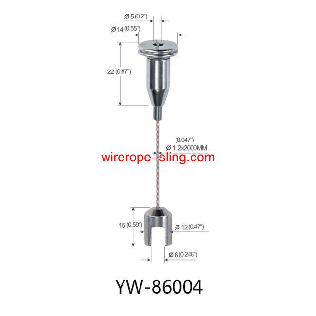 照明器具YW 86002のためのフレキシブルサイズワイヤーロープ吊りシステム