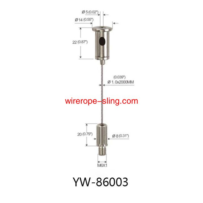 照明器具YW 86002のためのフレキシブルサイズワイヤーロープ吊りシステム