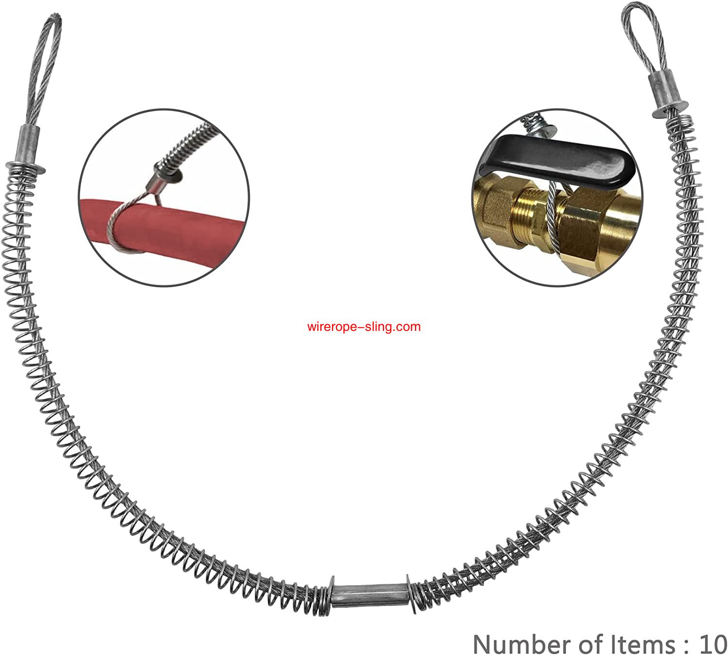 200 psiの1 / 8インチx 20 - 1 / 4インチホース拘束、安全ホイップチェックケーブル、拘束、接続、チェック、油圧、圧力（10パック）