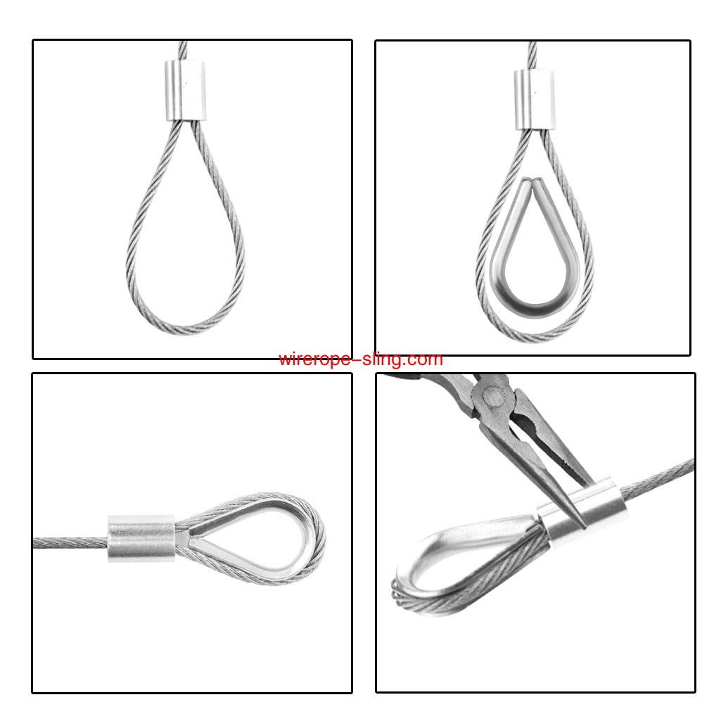 1 / 16インチx 66フィートのステンレス鋼ワイヤーロープケーブル100 pcsアルミニウムは、スリーブと20