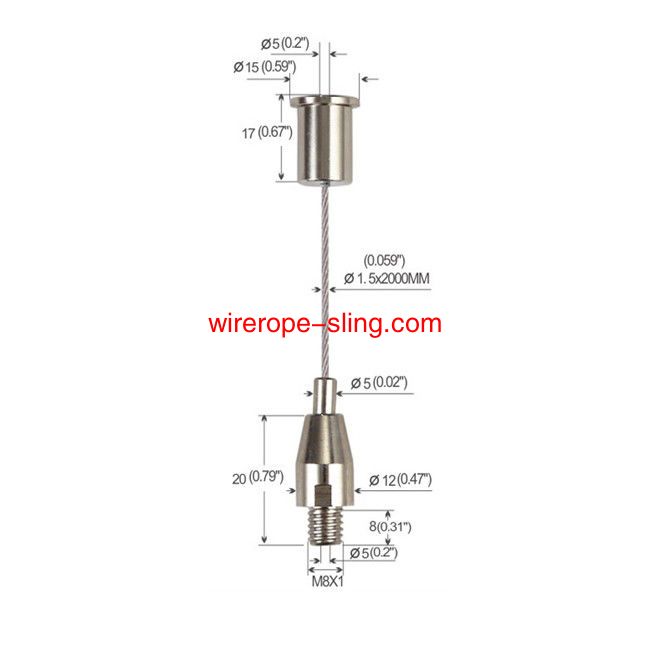 照明器具YW 86002のためのフレキシブルサイズワイヤーロープ吊りシステム